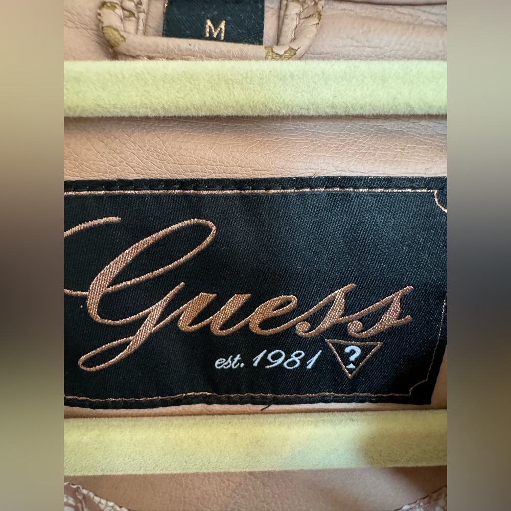 GUESS Leather Moto Jacket Blush Pink Y2k Biker Bomber Rose Gold - Picture 5 of 12